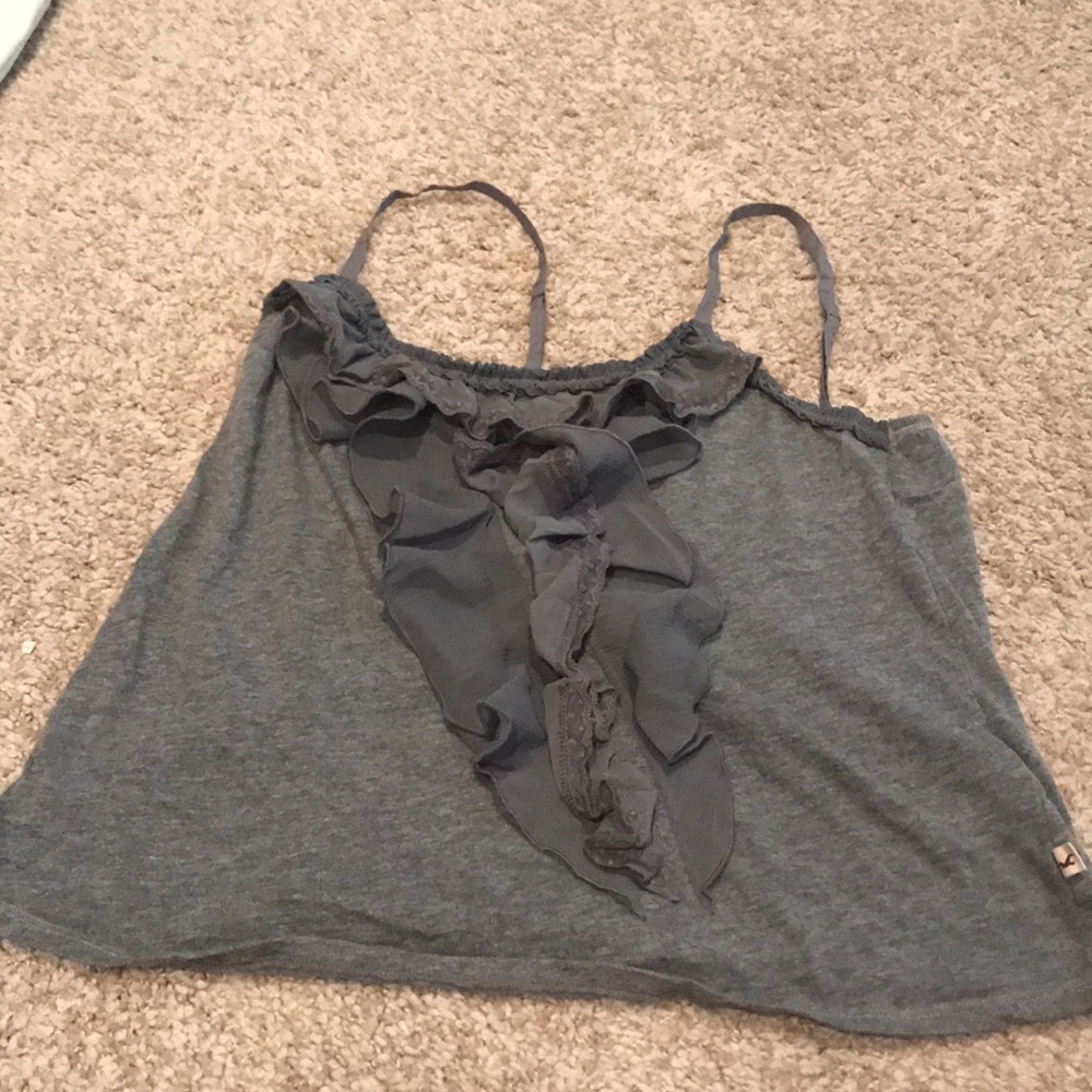 Hollister Gray Ruffle Tank Top